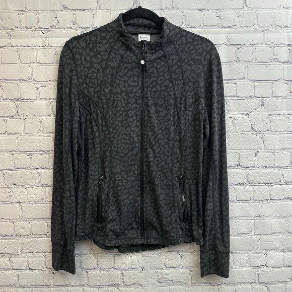 Members Mark Zen Active Jacket Dark Gray Leopard Print Size Large Athletic - Picture 1 of 7